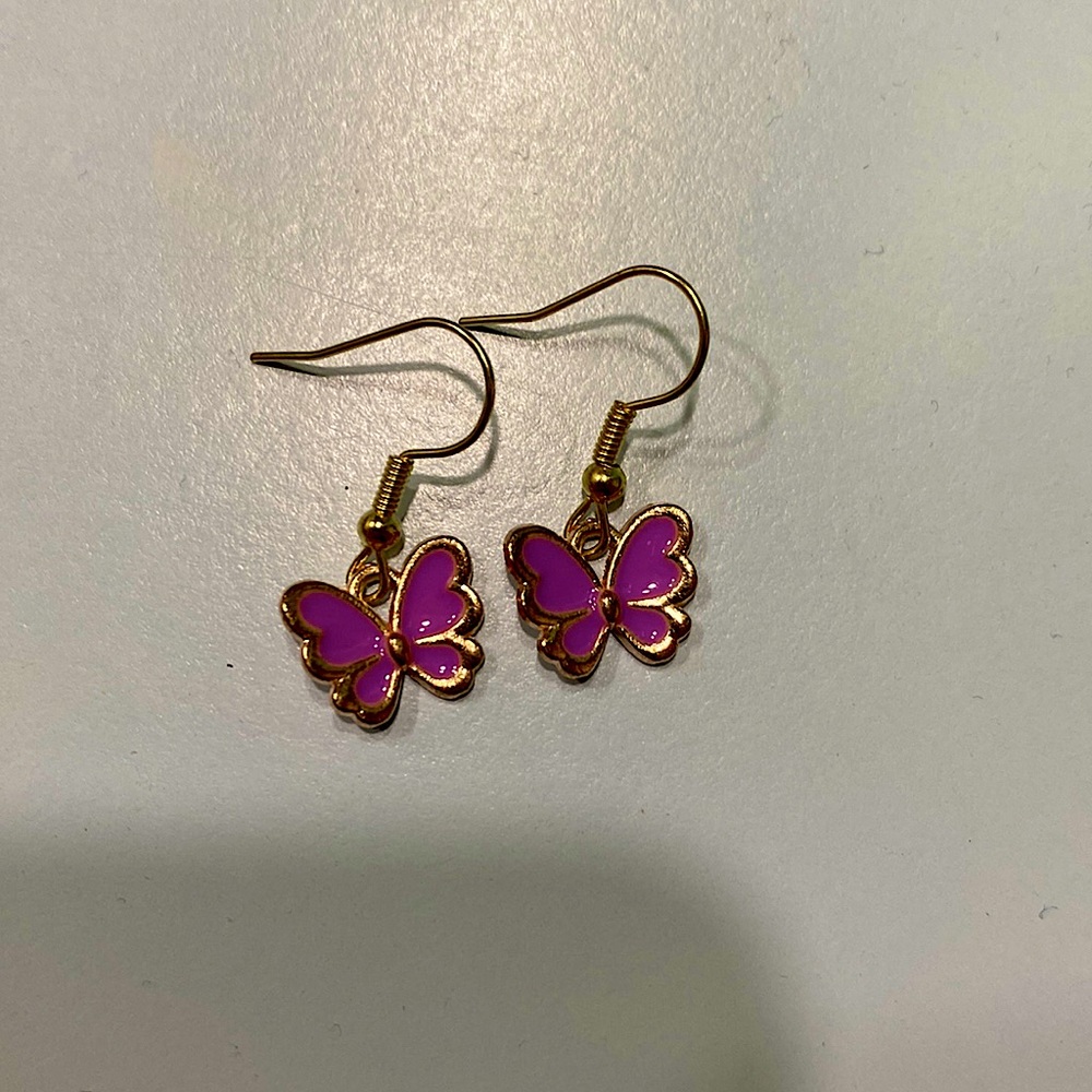 Purple Butterfly Handmade Earrings